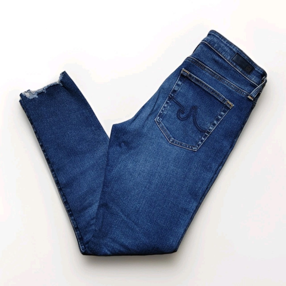 Adriano Goldschmied Farrah Skinny Ankle High Rise Jeans Distressed Raw Hem 30R